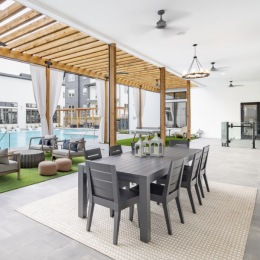 outside seating beside the pool